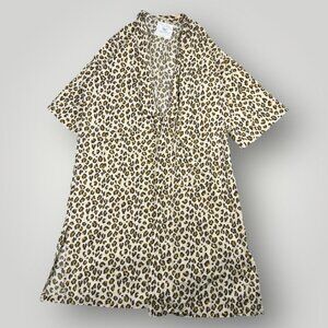 Printfresh Organic Leopard Print Womens Open Robe Kimono Pajamas Cotton Cheetah